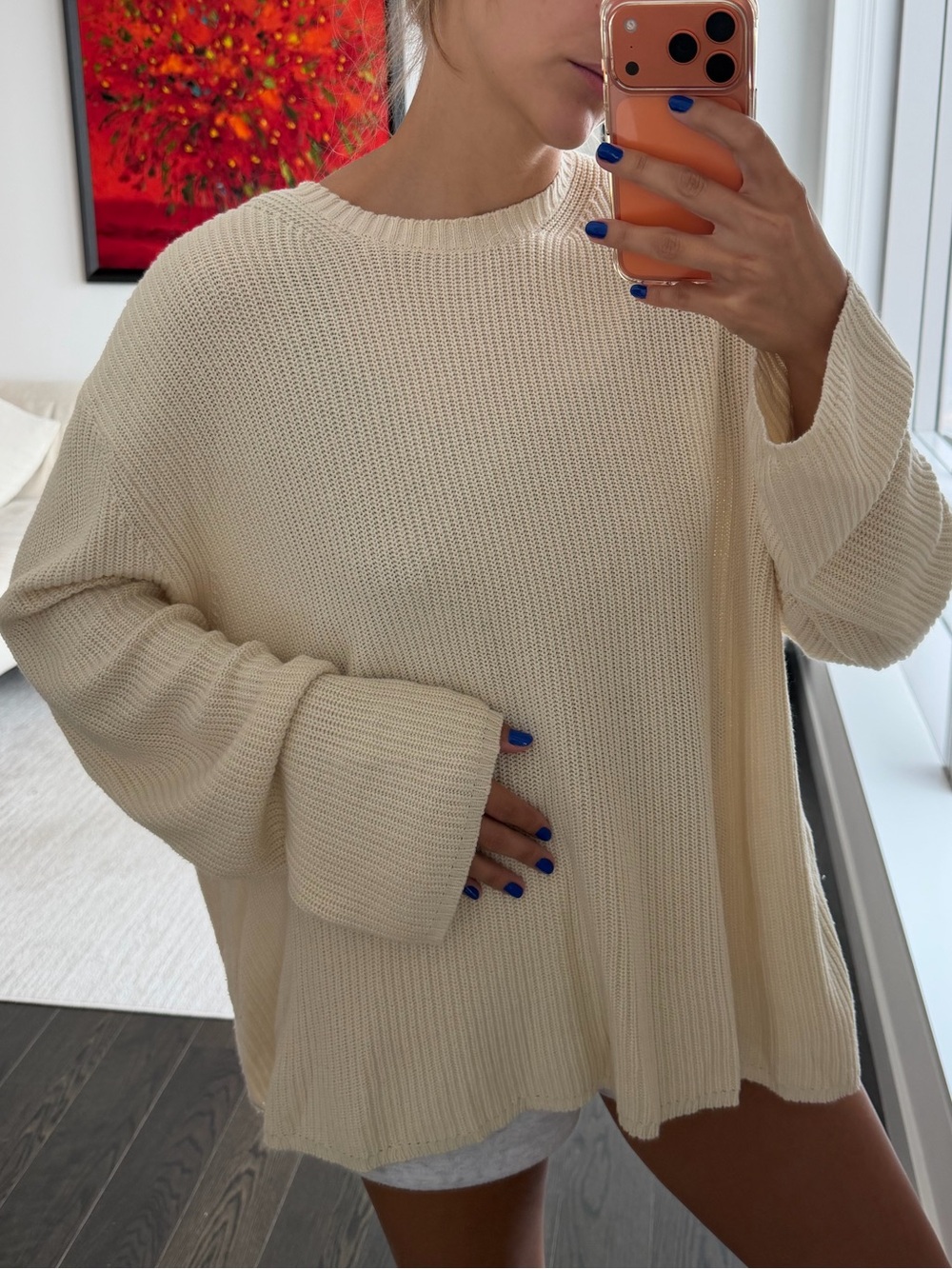 6397 Oversized Cotton Cashmere Cream Sweater | Size Small | Quiet Luxury
